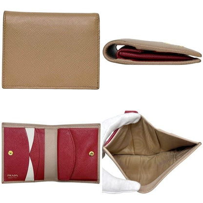 Prada Bifold Wallet Beige Saffiano Leather — view 2
