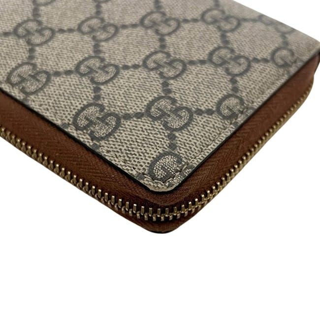 Gucci Zip Around Wallet Beige Brown GG Leather — view 7