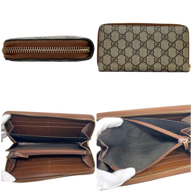 Gucci Zip Around Wallet Beige Brown GG Leather — view 2