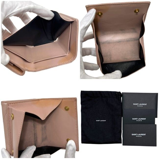 Saint Laurent Trifold Wallet Origami Tiny Pink Monogram Tgn Leather Paris — view 3