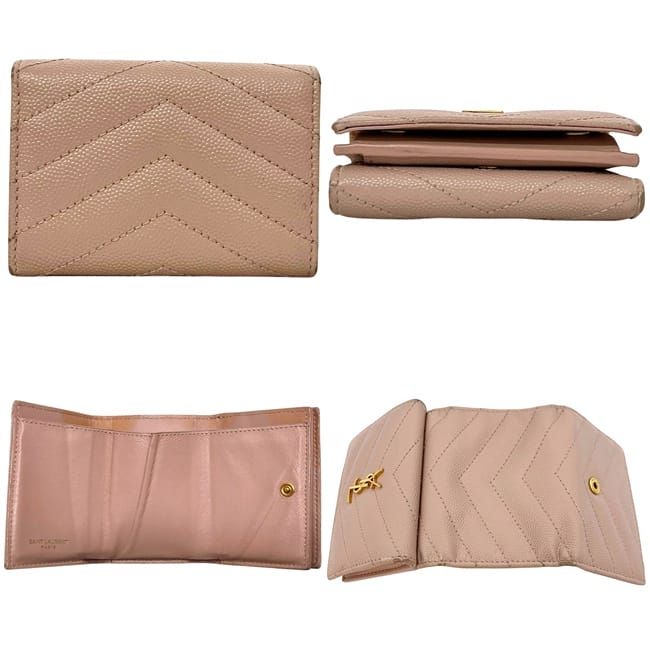 Saint Laurent Trifold Wallet Origami Tiny Pink Monogram Tgn Leather Paris — view 2