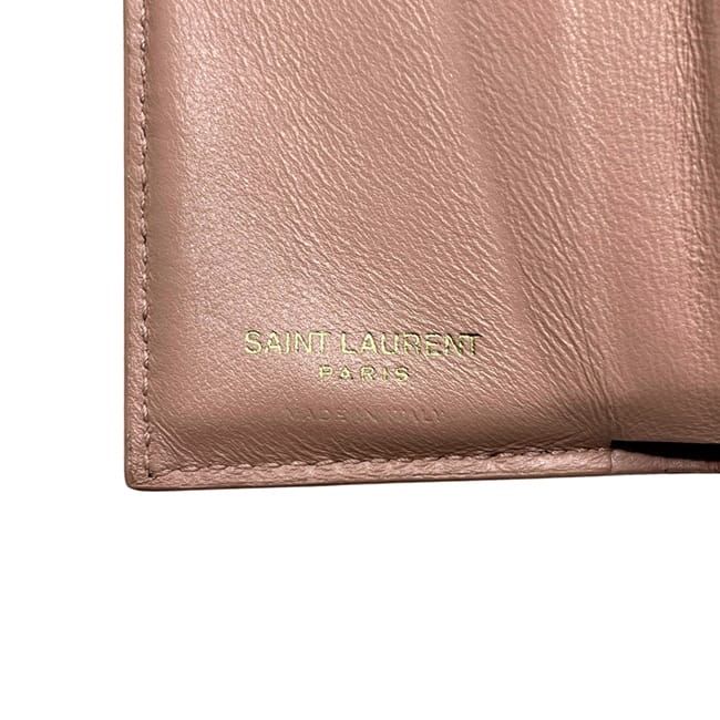 Saint Laurent Trifold Wallet Origami Tiny Pink Monogram Tgn Leather Paris — view 7