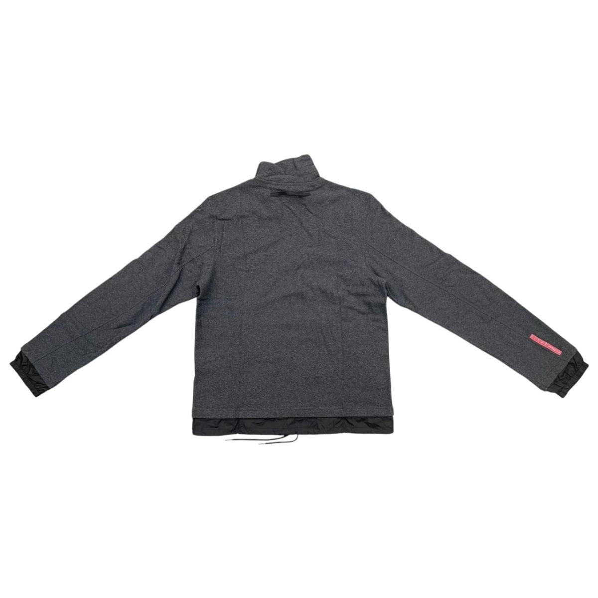 Prada Jamba Logo Tag Jacket M Polyester Nylon Gray Black — view 2