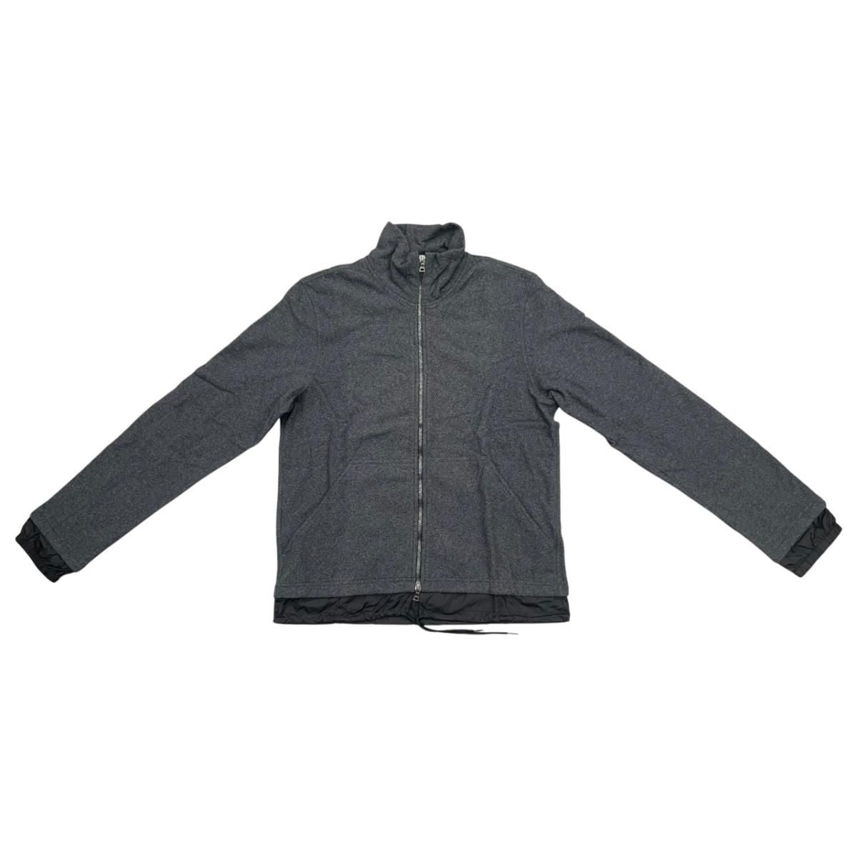 Prada Jamba Logo Tag Jacket M Polyester Nylon Gray Black