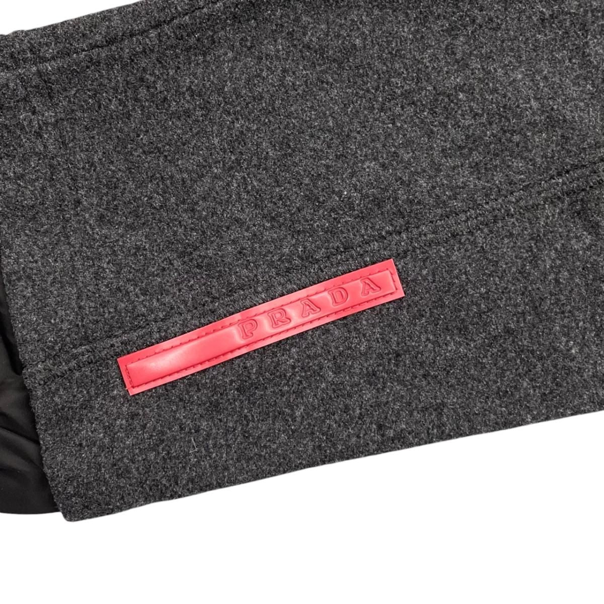Prada Jamba Logo Tag Jacket M Polyester Nylon Gray Black — view 7