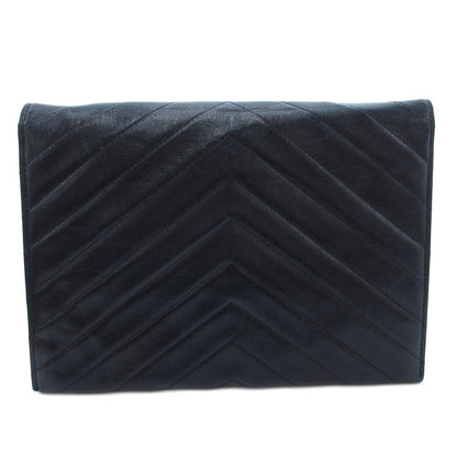 Saint Laurent Clutch Second Party Stitch Leather Navy — view 2