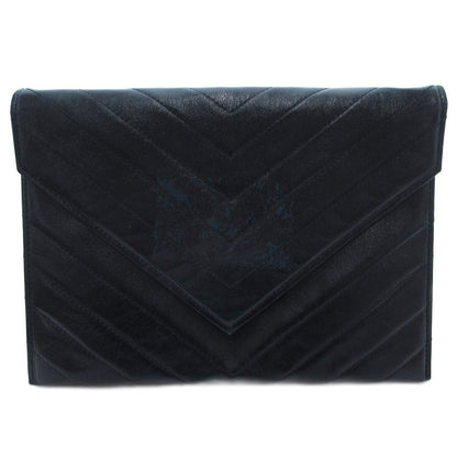 Saint Laurent Clutch Second Party Stitch Leather Navy