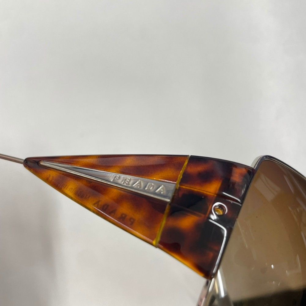 Prada Spr Square Sunglasses Double Bridge Tortoiseshell Metal Frame Brown — view 8