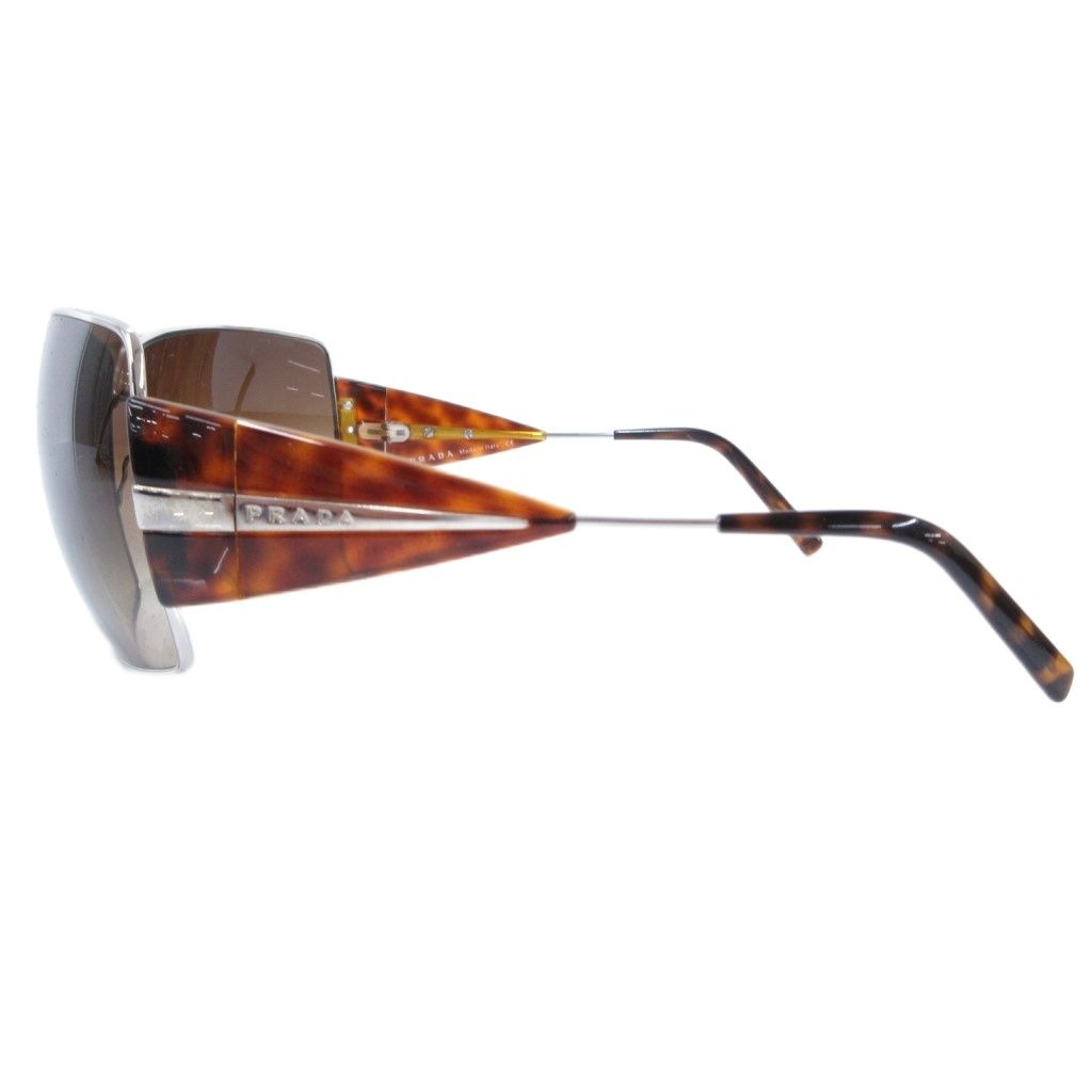 Prada Spr Square Sunglasses Double Bridge Tortoiseshell Metal Frame Brown — view 2