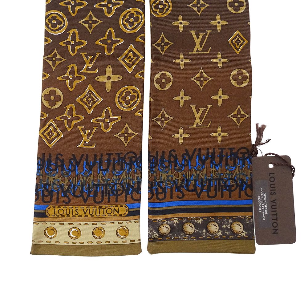 Louis Vuitton Scarf Silk Bandeau Monogram Map Brown Navy Gradient — view 4