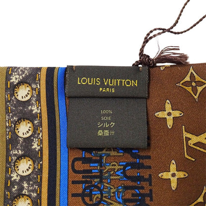 Louis Vuitton Scarf Silk Bandeau Monogram Map Brown Navy Gradient — view 5