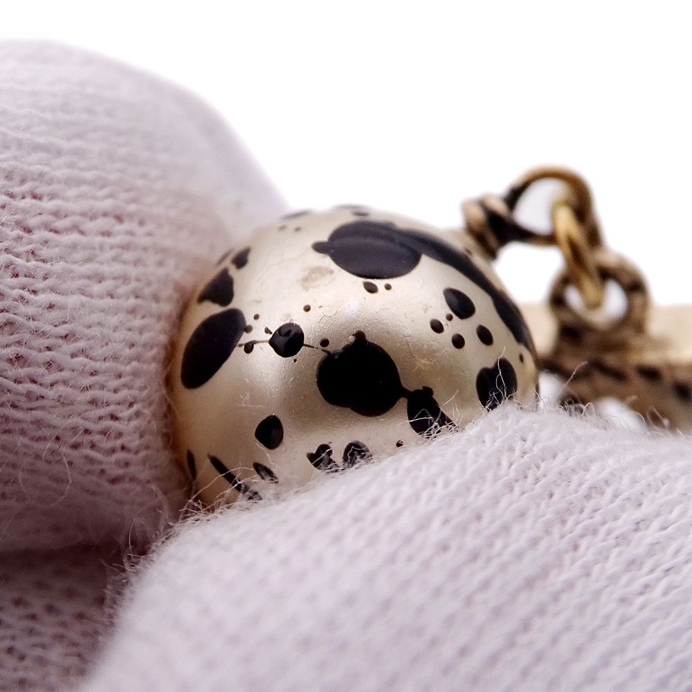 Chanel Necklace Faux Pearl Gold Black Paint CC Logo — view 9