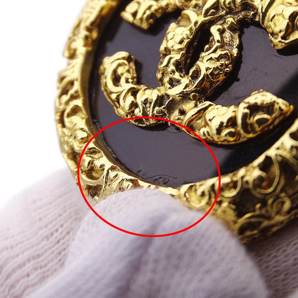 Chanel Necklace Gold Black CC Logo Large — view 9