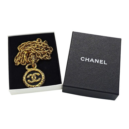 Chanel Necklace Gold Black CC Logo Large — view 7