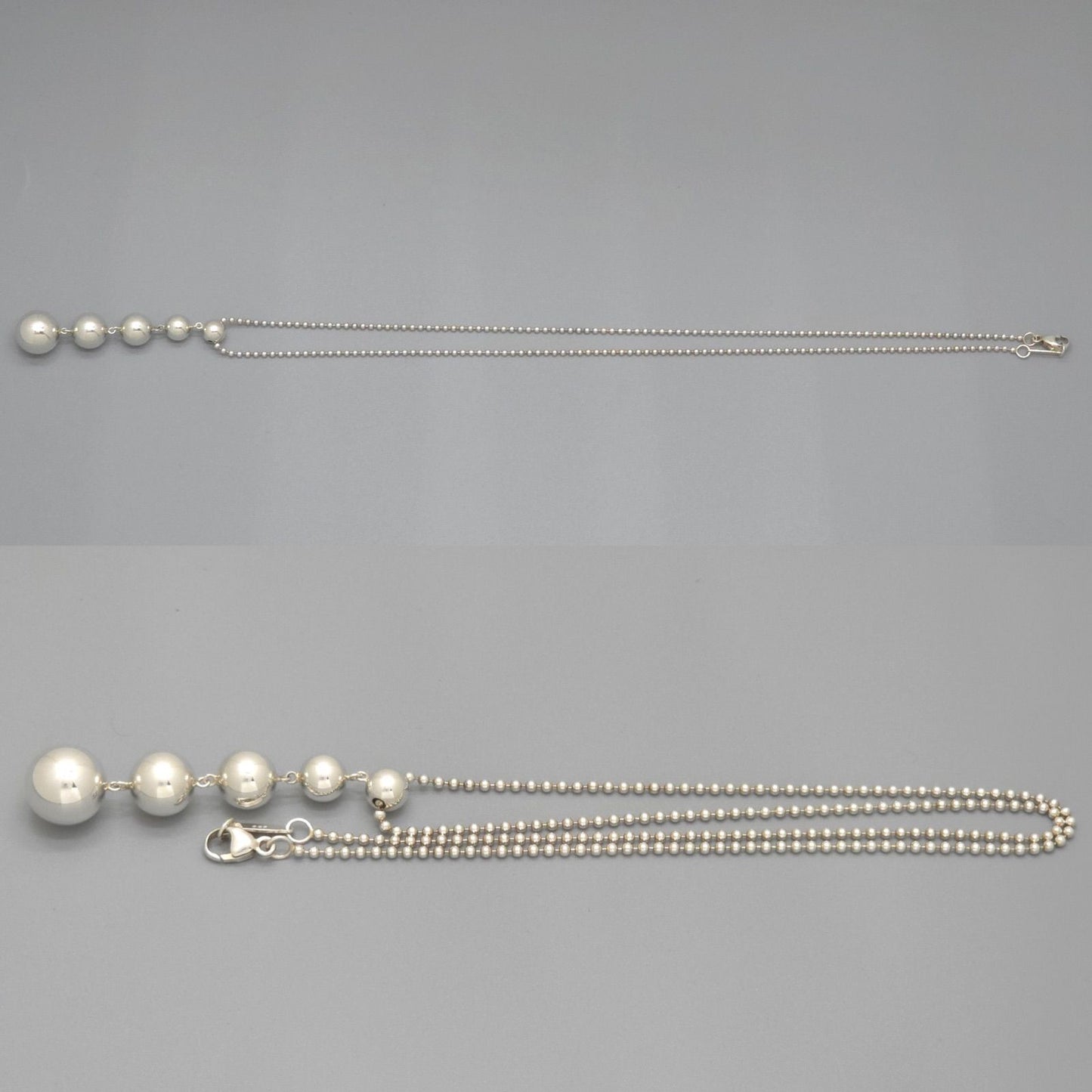 Tiffany & Co Ball 5 Row Drop Necklace Graduated Pendant 41 cm Sterling Silver — view 3