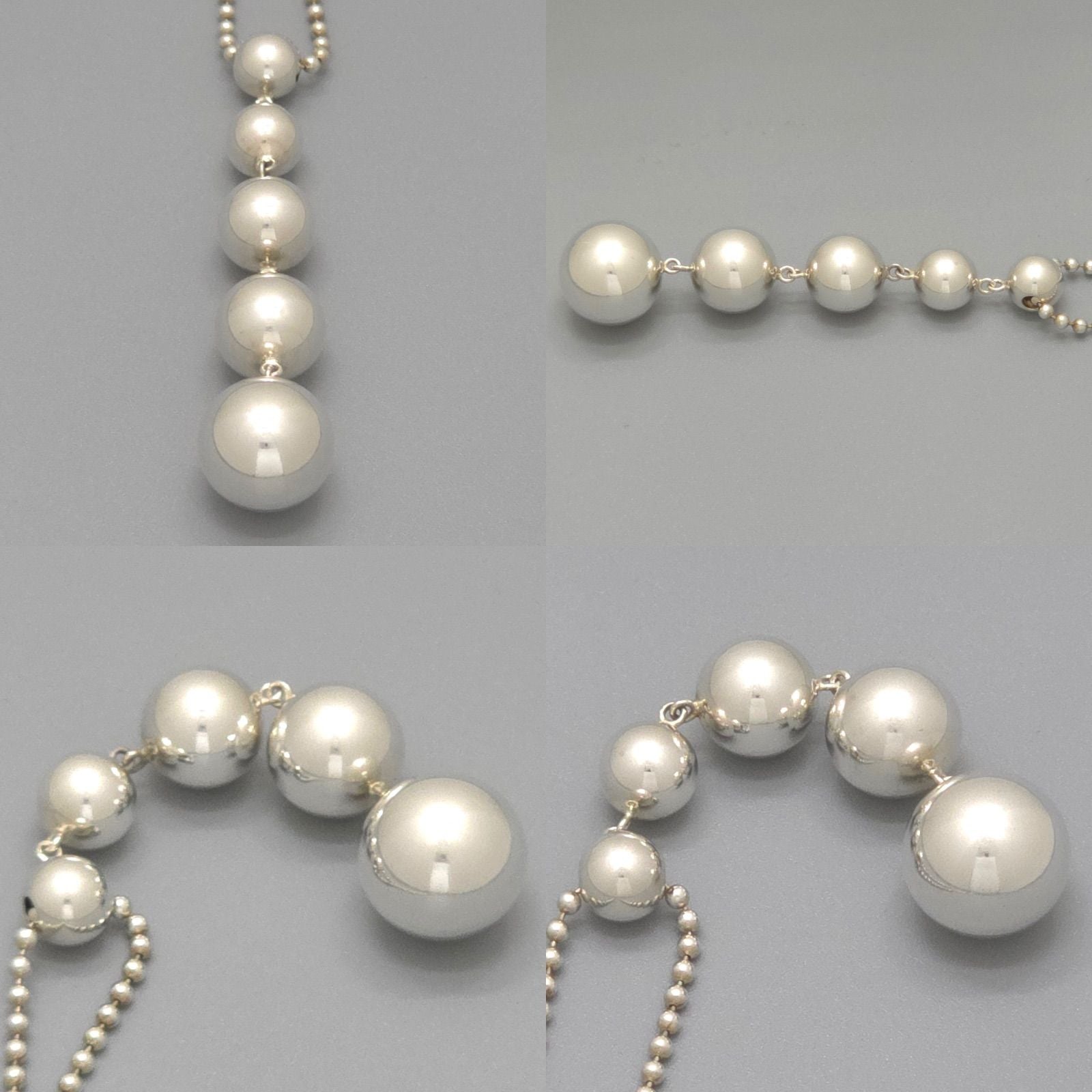 Tiffany & Co Ball 5 Row Drop Necklace Graduated Pendant 41 cm Sterling Silver — view 4