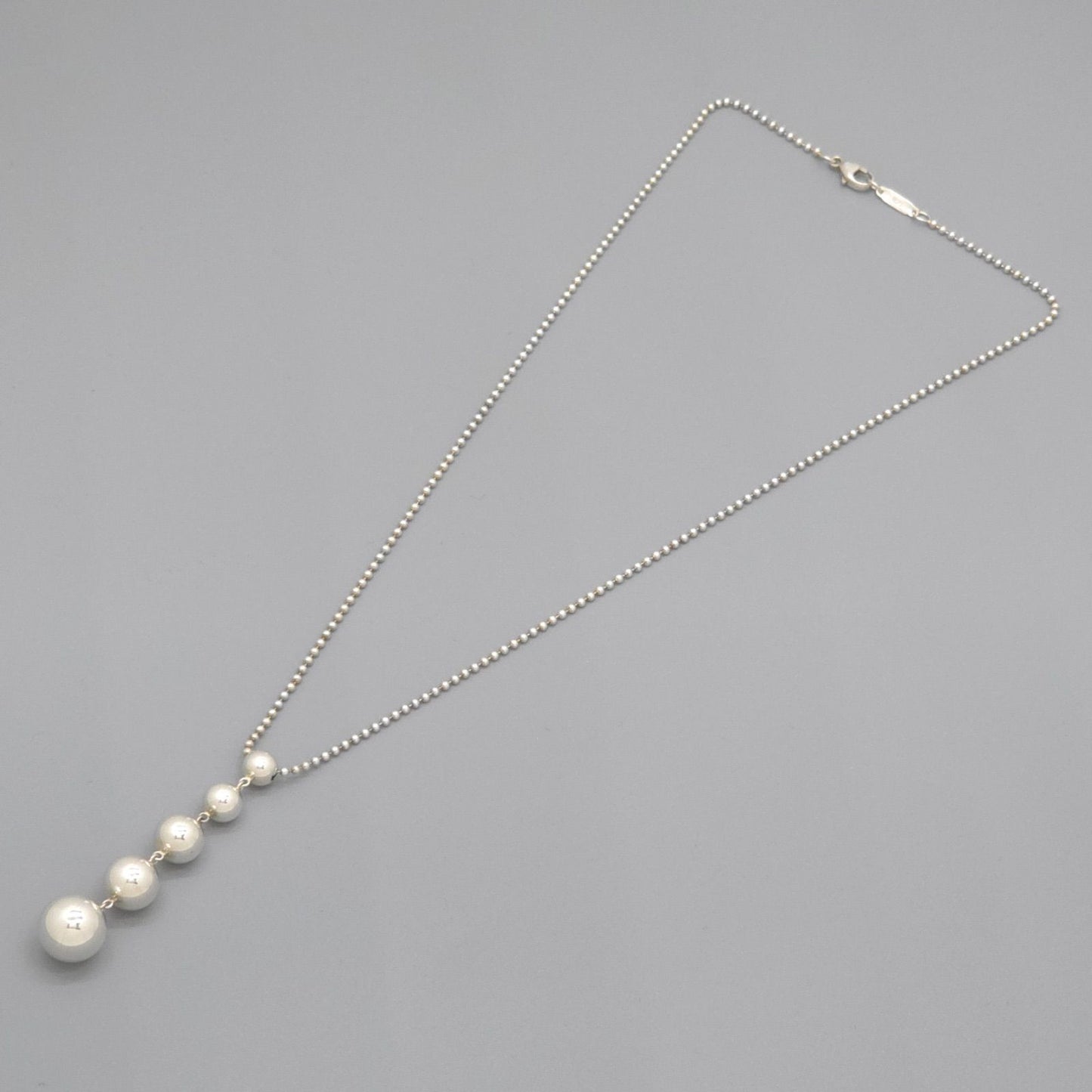Tiffany & Co Ball 5 Row Drop Necklace Graduated Pendant 41 cm Sterling Silver — view 2