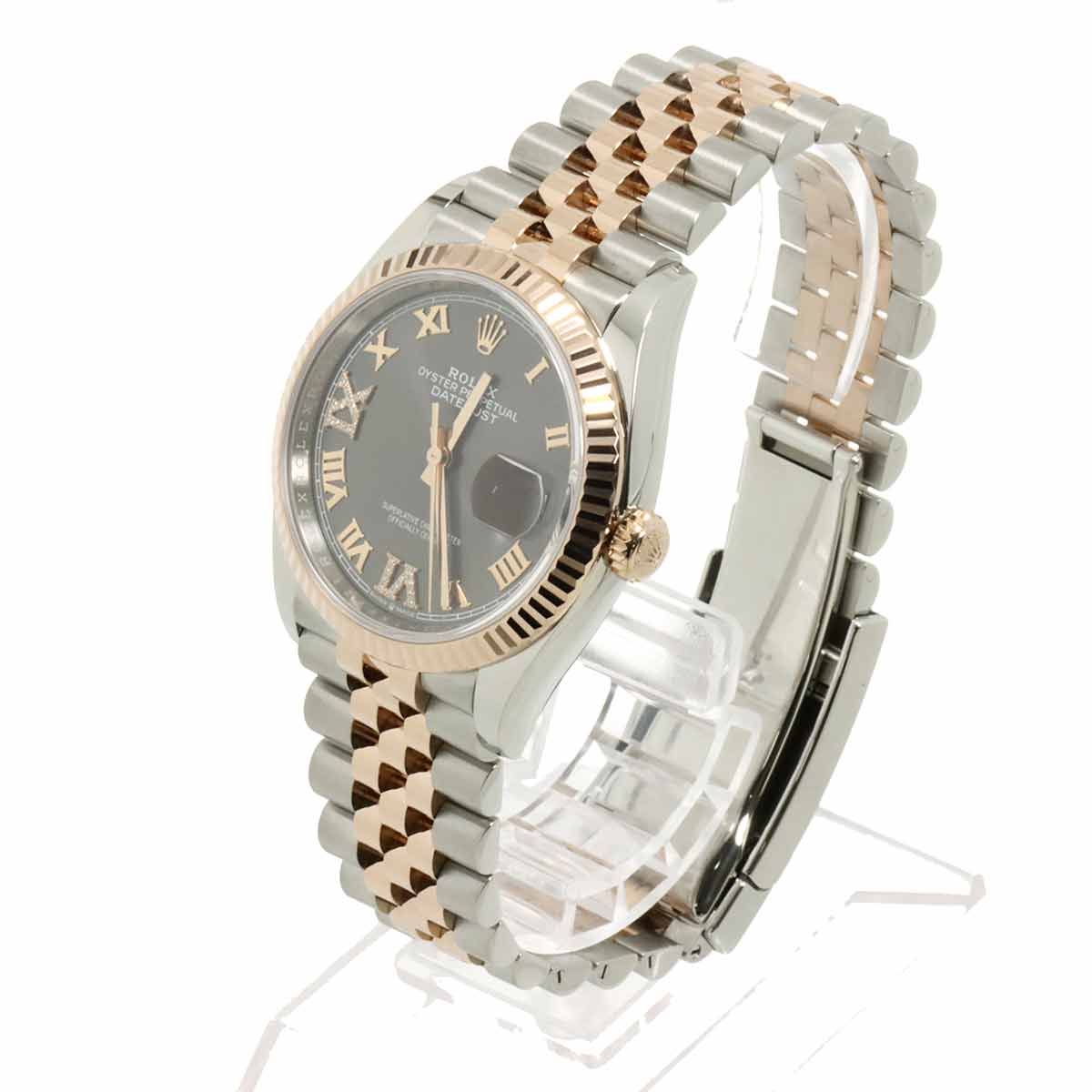 Rolex Datejust 36 Roulette Diamond Watch Gray 18k Pink Gold Automatic Winding — view 3