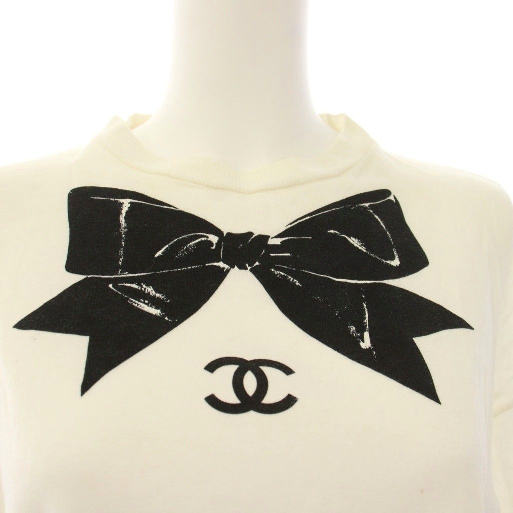 Chanel Ribbon CC Logo T-Shirt Short Sleeve L White — view 4