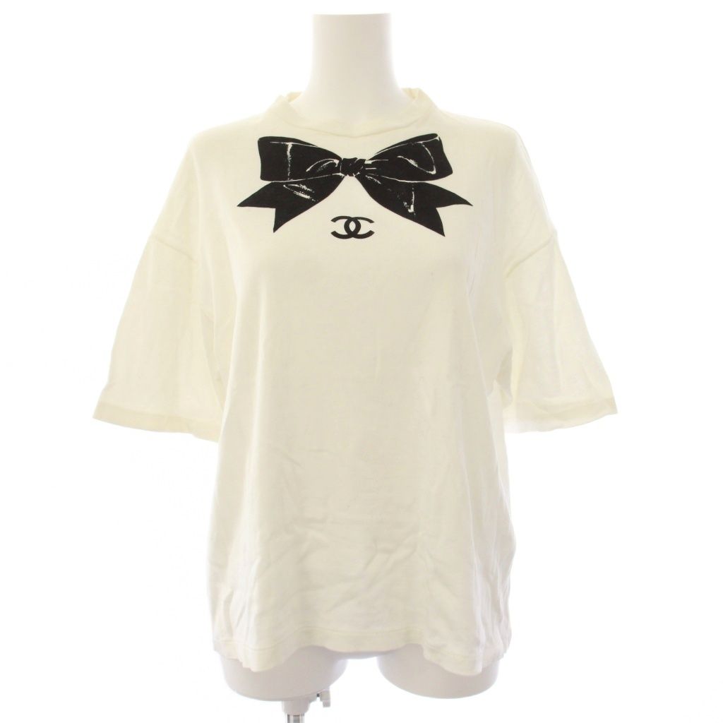 Chanel Ribbon CC Logo T-Shirt Short Sleeve L White
