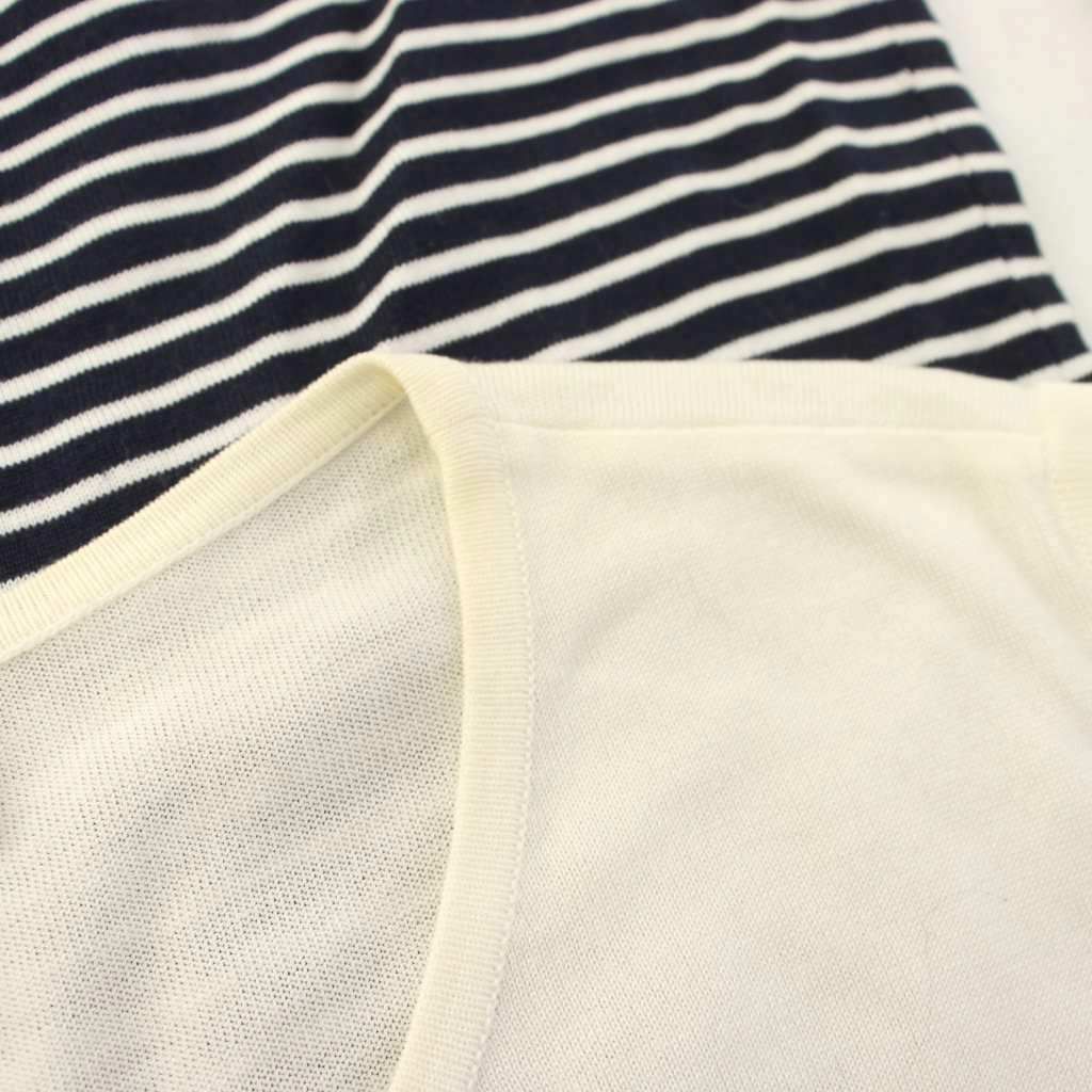 Chanel Sleeveless Knit Top CC Logo Border 42 White Sweater — view 6