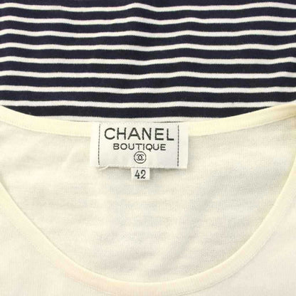 Chanel Sleeveless Knit Top CC Logo Border 42 White Sweater — view 5