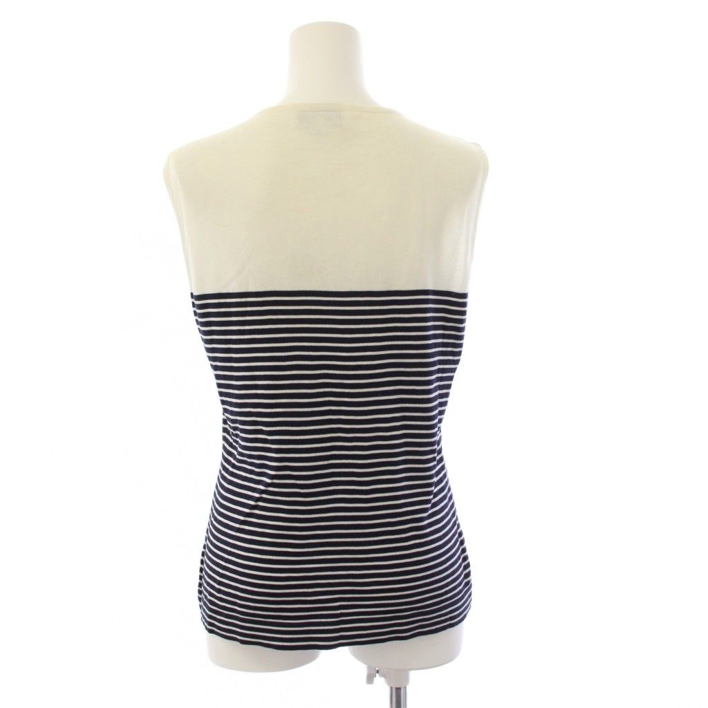 Chanel Sleeveless Knit Top CC Logo Border 42 White Sweater — view 3