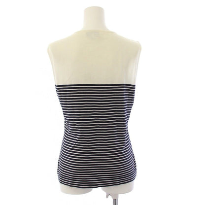 Chanel Sleeveless Knit Top CC Logo Border 42 White Sweater — view 3