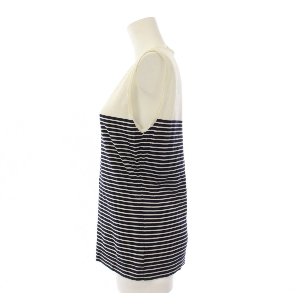 Chanel Sleeveless Knit Top CC Logo Border 42 White Sweater — view 2