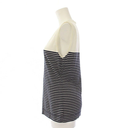 Chanel Sleeveless Knit Top CC Logo Border 42 White Sweater — view 2