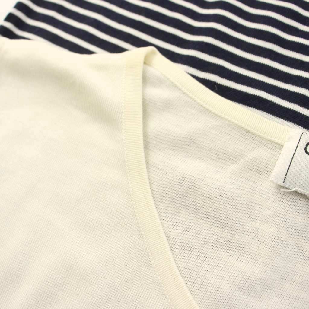 Chanel Sleeveless Knit Top CC Logo Border 42 White Sweater — view 7