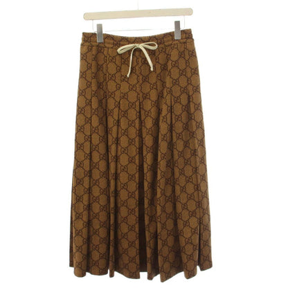 Gucci GG Technical Jersey Pleated Skirt Long XS Brown