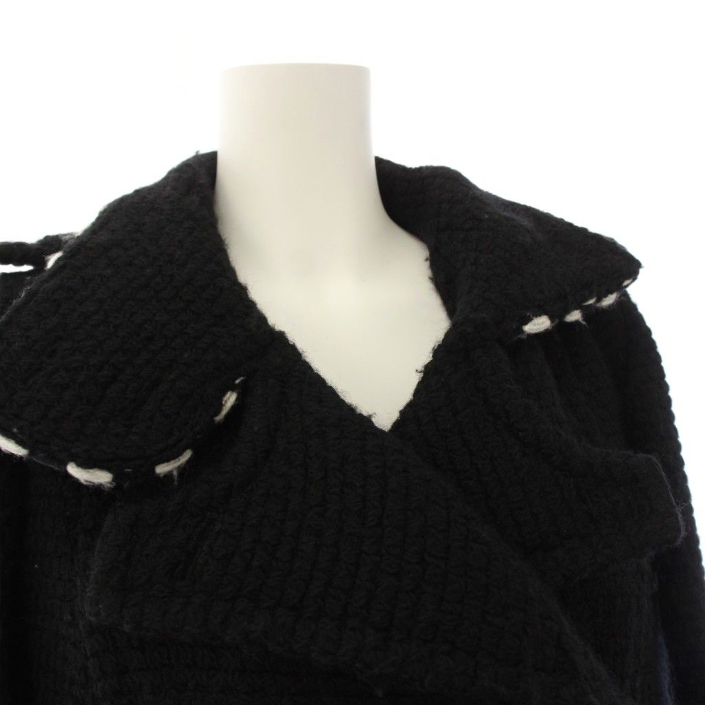 Chanel Tweed Knit Peacoat Coco Button CC Logo 36 Black Coat — view 4