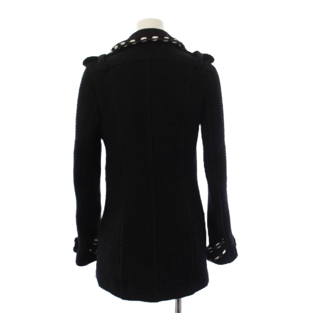 Chanel Tweed Knit Peacoat Coco Button CC Logo 36 Black Coat — view 3