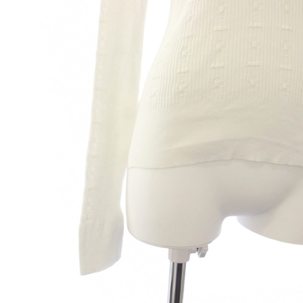 Chanel High Neck Knit Top Long Sleeve CC Logo 36 White Sweater — view 4