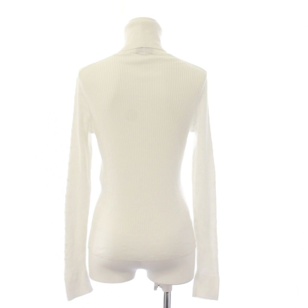 Chanel High Neck Knit Top Long Sleeve CC Logo 36 White Sweater — view 2