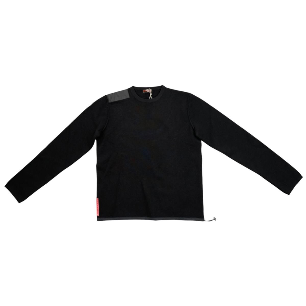 Prada Sweatshirt Shirt Logo Tag 50 Wool Nylon Black