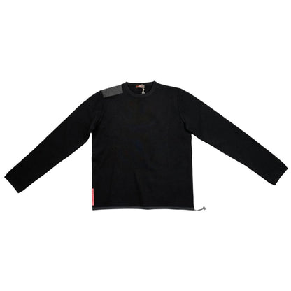 Prada Sweatshirt Shirt Logo Tag 50 Wool Nylon Black