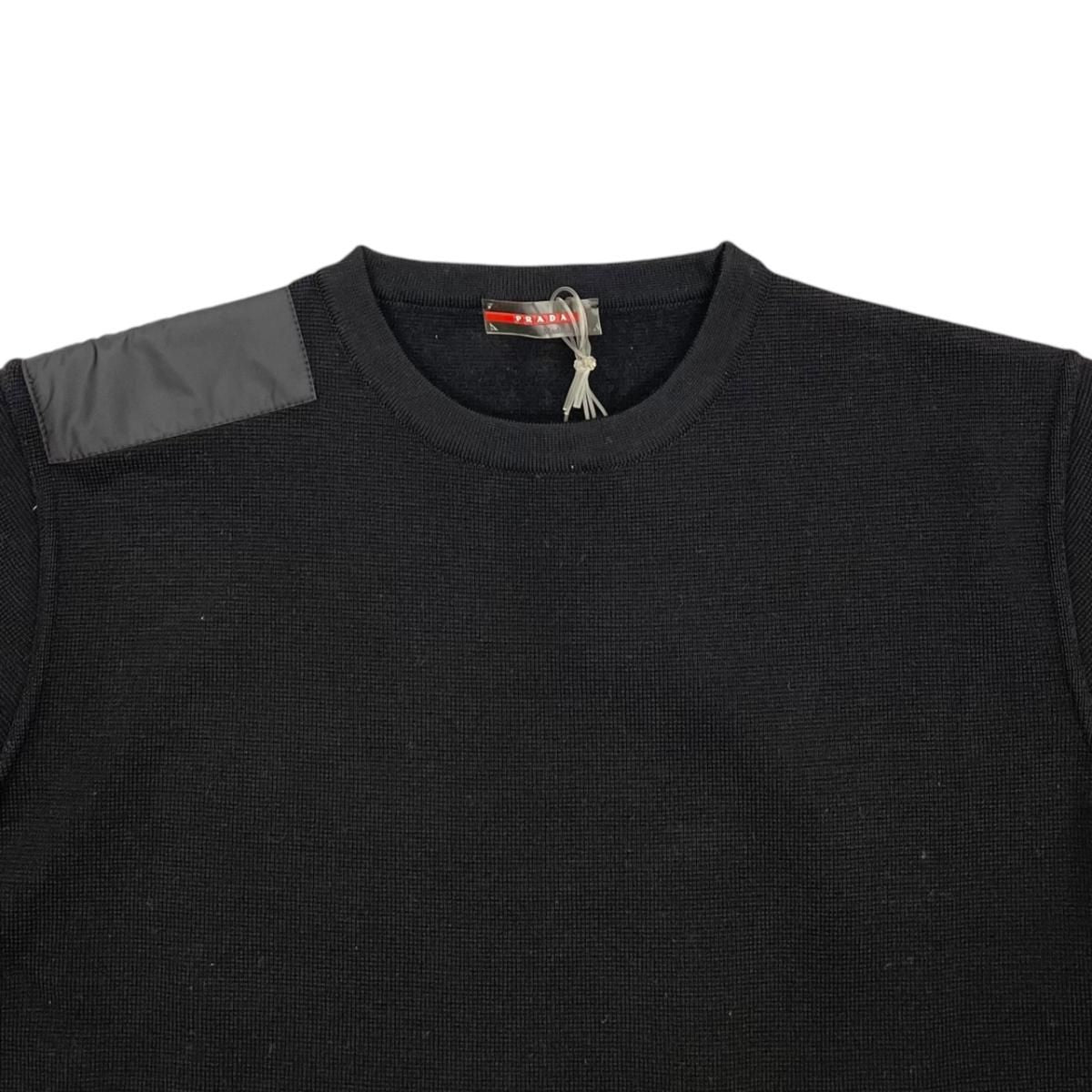 Prada Sweatshirt Shirt Logo Tag 50 Wool Nylon Black — view 3