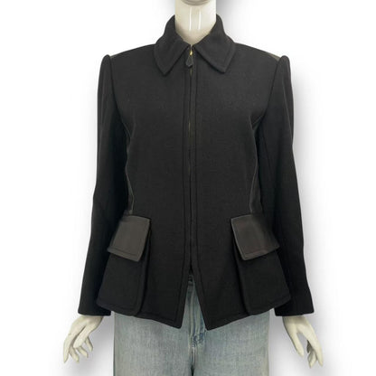 Hermes Wool Zip Up Jacket Deformed Black 40 — view 2