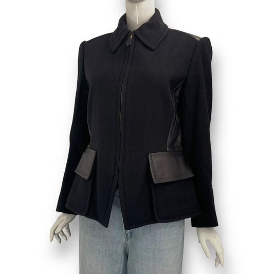 Hermes Wool Zip Up Jacket Deformed Black 40