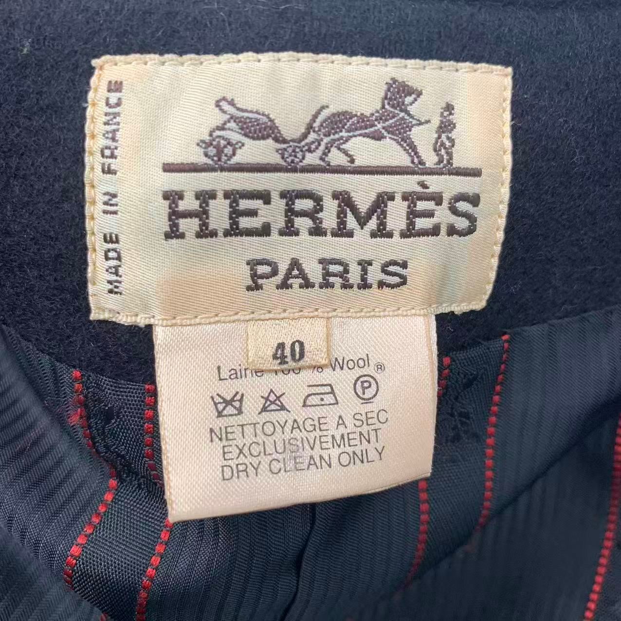 Hermes Wool Zip Up Jacket Deformed Black 40 — view 5
