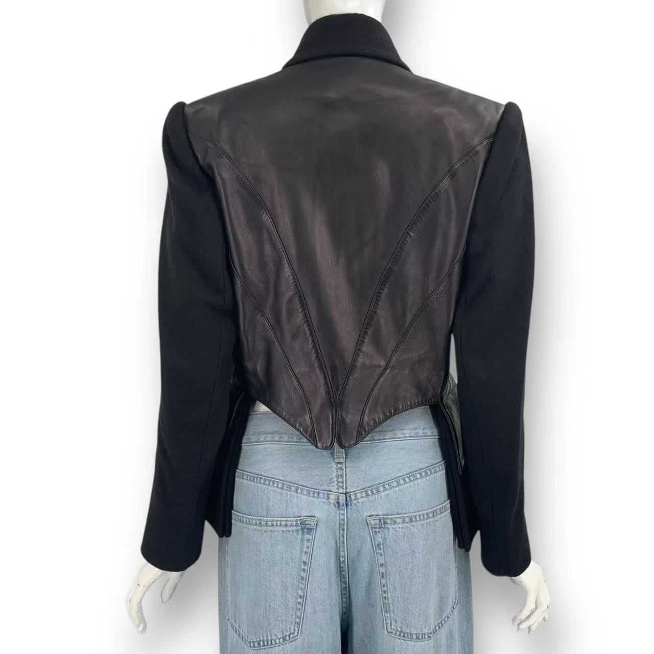 Hermes Wool Zip Up Jacket Deformed Black 40 — view 3