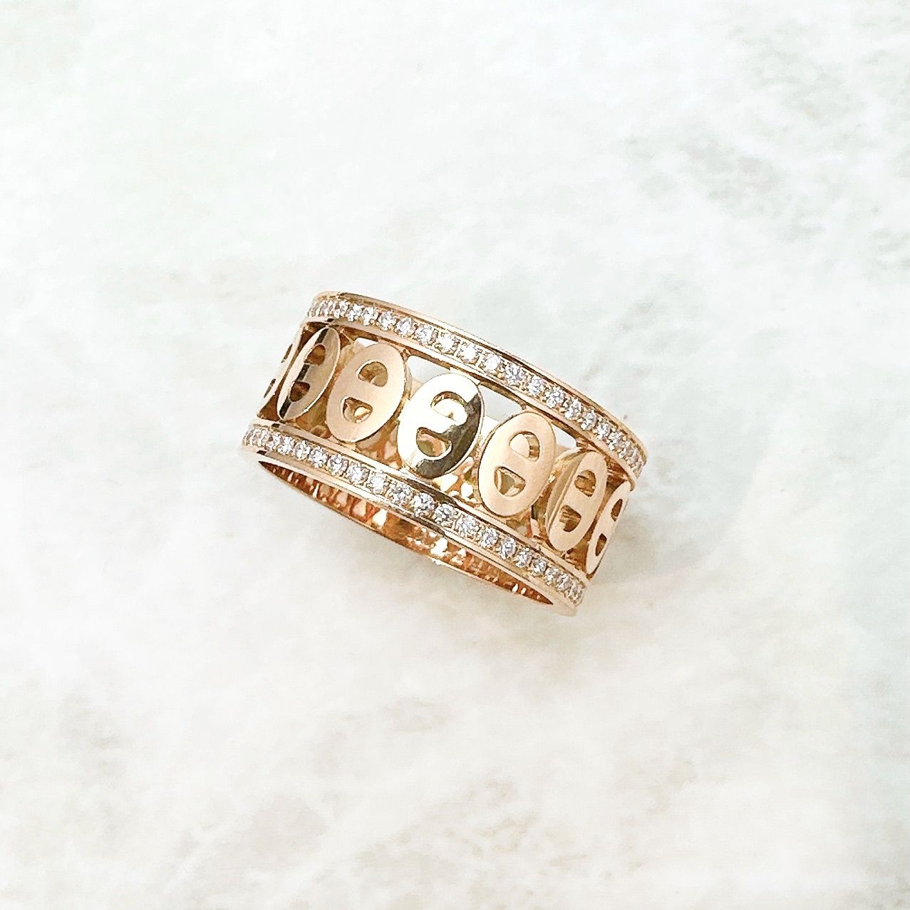 Hermes Chaine D'ancre Divine Diamond Pink Gold Ring — view 2