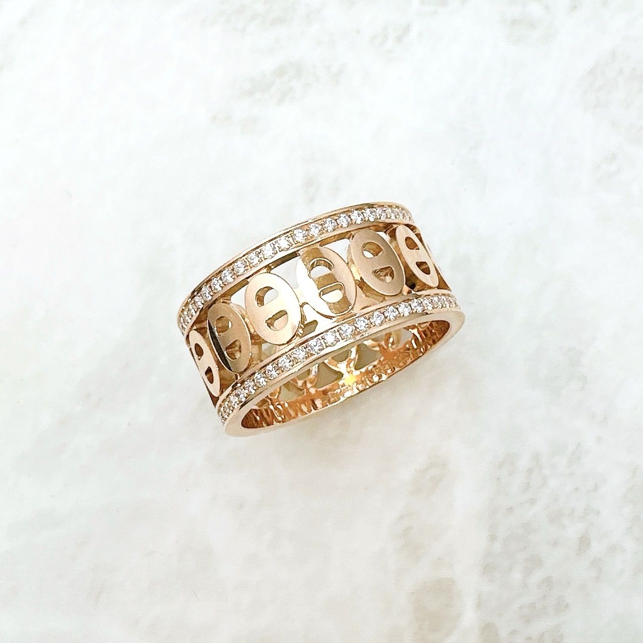 Hermes Chaine D'ancre Divine Diamond Pink Gold Ring — view 3