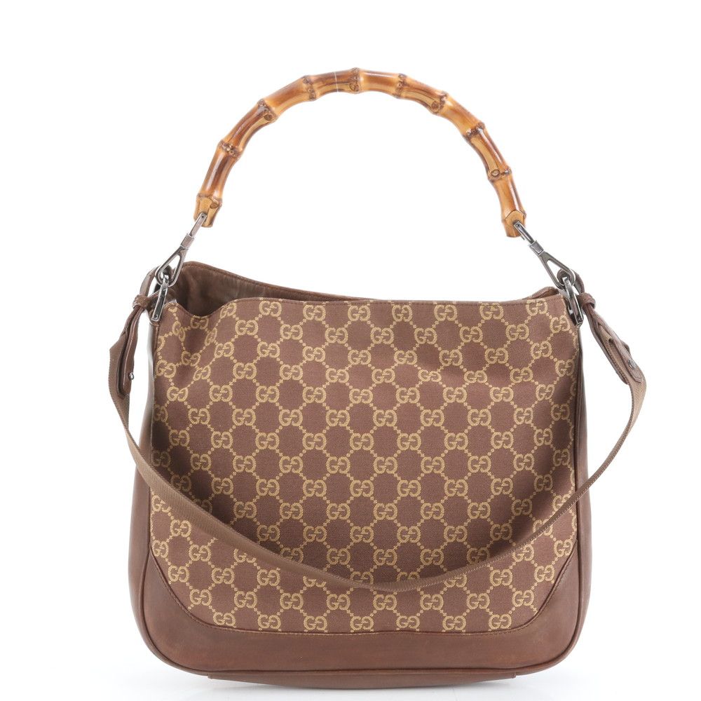 Gucci Bambu GG Canvas 001 Leather 2-Way Shoulder Bag Hand Brown