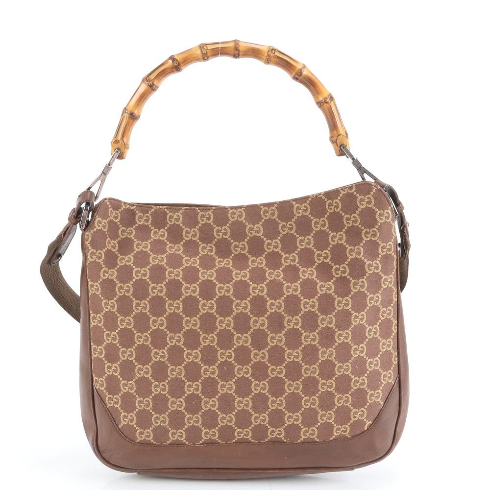 Gucci Bambu GG Canvas 001 Leather 2-Way Shoulder Bag Hand Brown — view 3