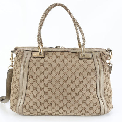 Gucci GG Canvas Bella Bamboo Ribbon Tassel 2-Way Tote Crossbody Shoulder — view 3