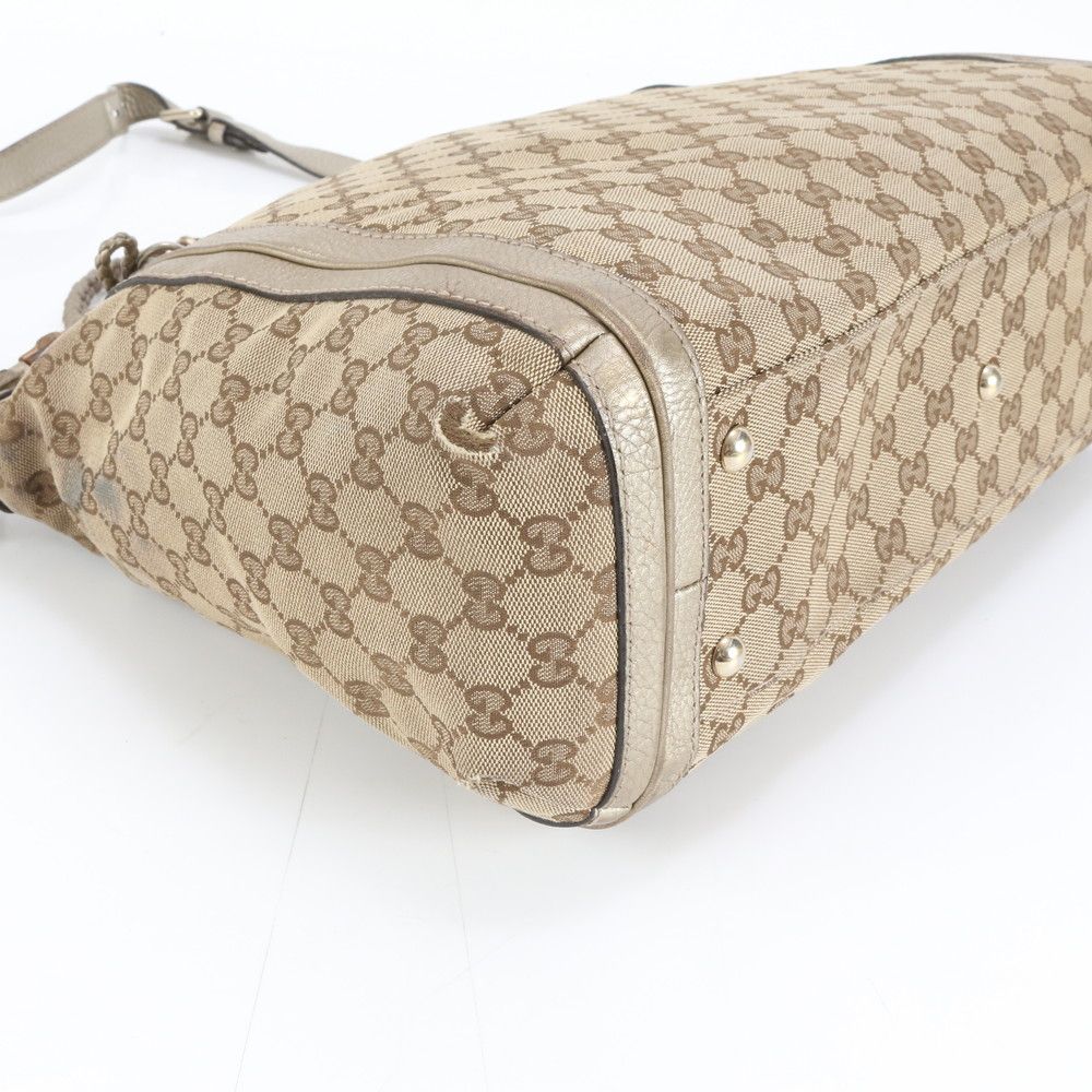 Gucci GG Canvas Bella Bamboo Ribbon Tassel 2-Way Tote Crossbody Shoulder — view 4