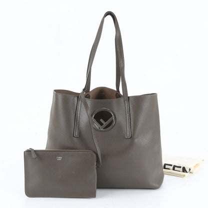 Fendi Pouch F's Logo Leather Tote Shoulder Hand Brown